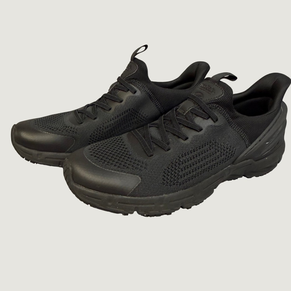 TredSafe Mens Coil On Edge Slip Resistant Work Shoes Black Knit Sneakers